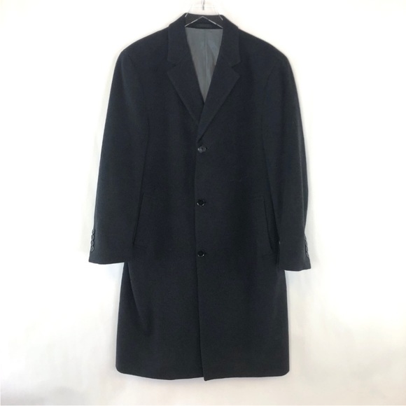 CALVIN KLEIN Men's Cashmere Wool Blend Overcoat 42 R *MINT* Charcoal Gray Coat - Picture 2 of 16